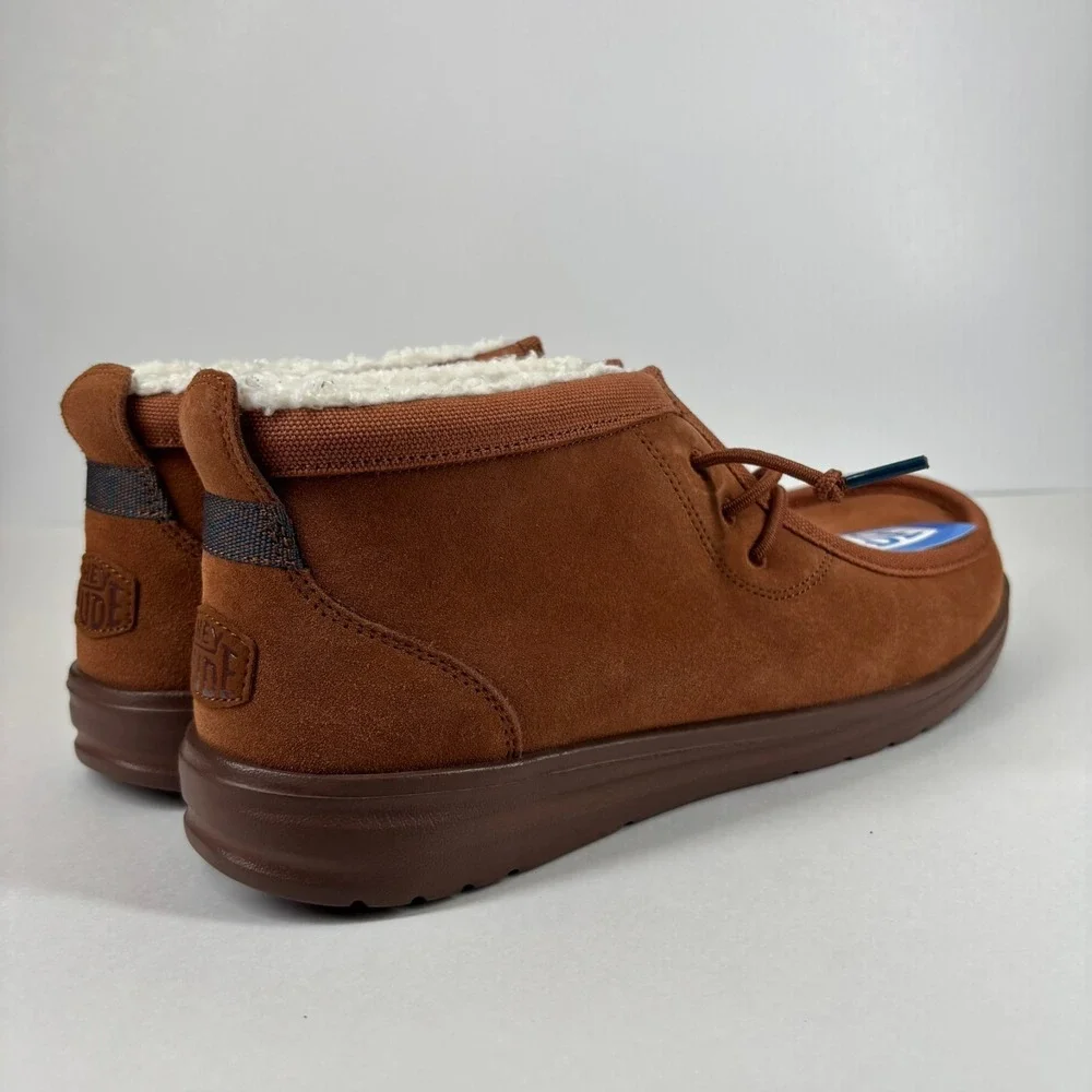 HEYDUDE Wally Mid GripR Warmth Men's‎ 13 Brown Suede Faux-Shearling Chukka Boots